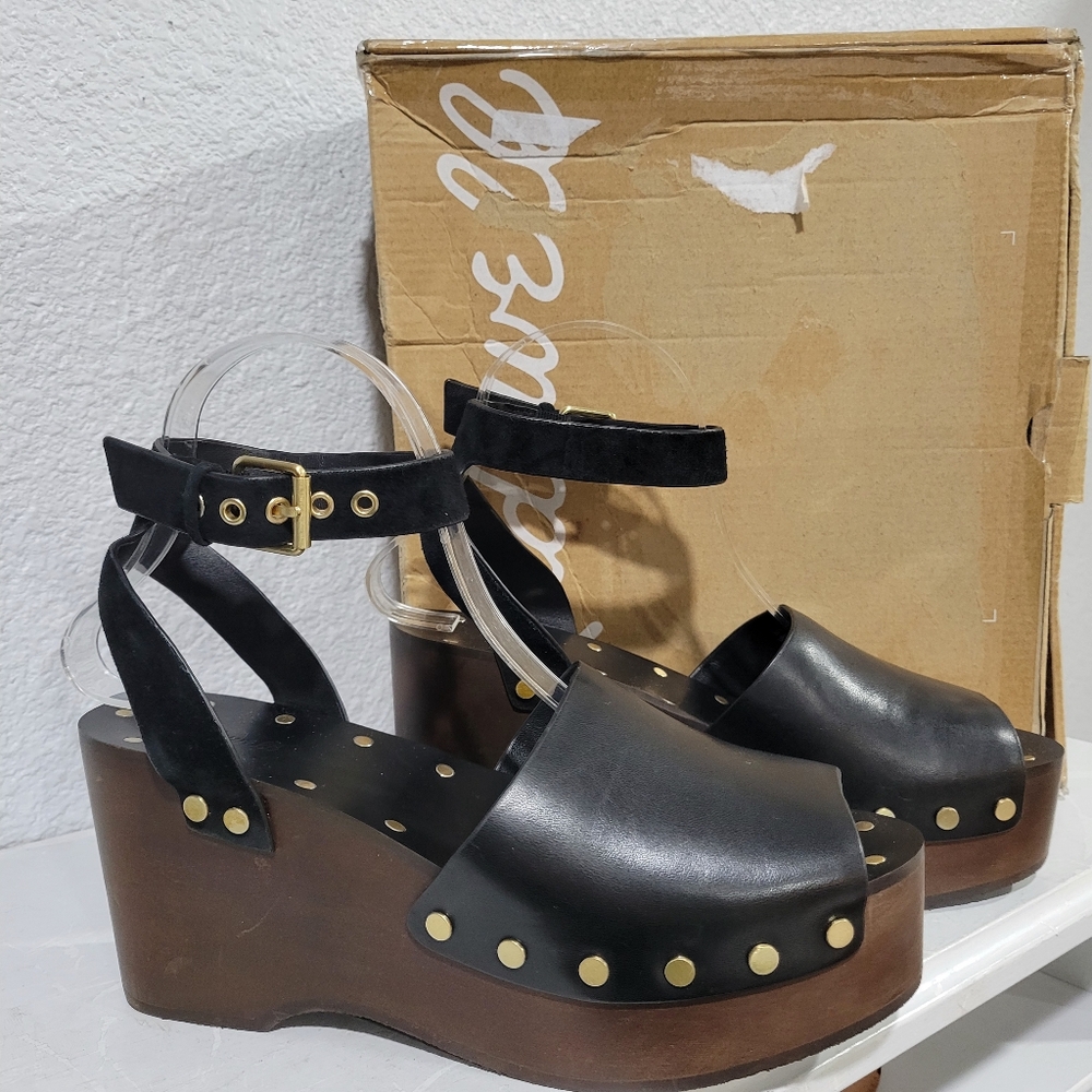 Madewell The Anouk Platform Clog Sandal NU631 Size 7.5 Leather Wood - Picture 11 of 13
